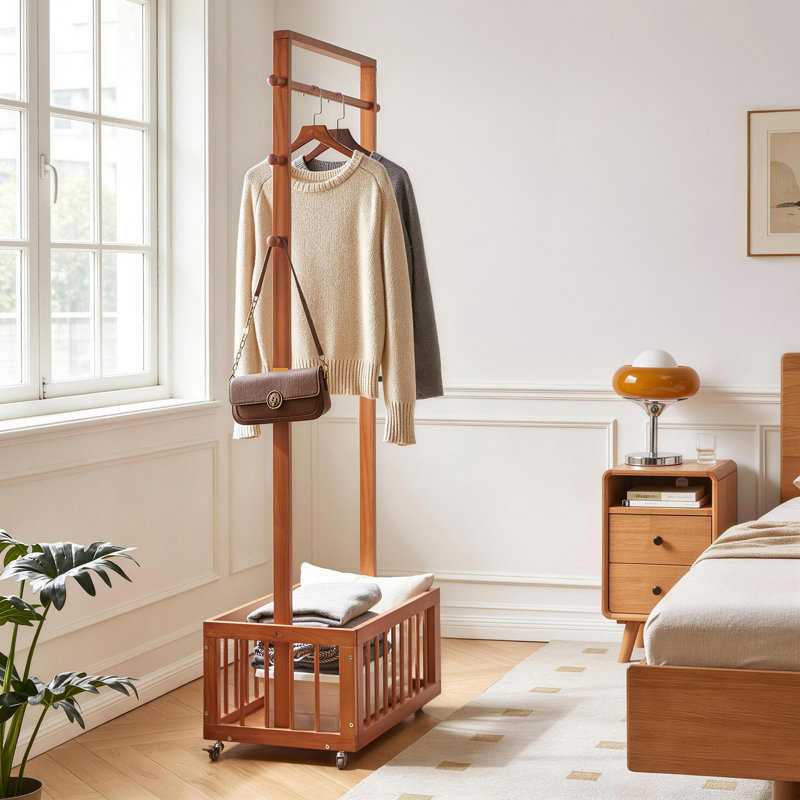 Solid Wood Freestanding 6 - Hook Coat Rack