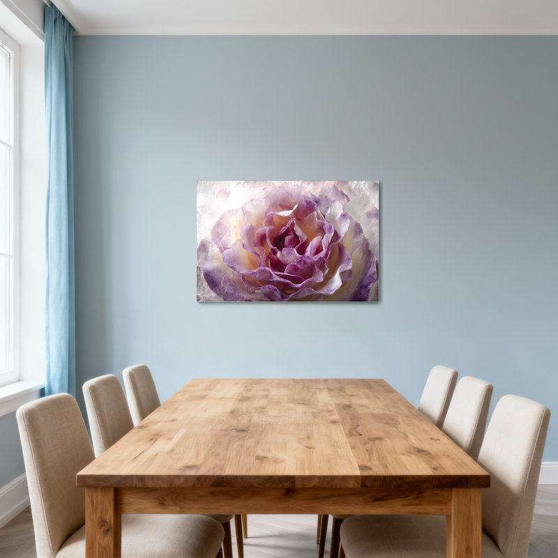 Plantes et fleurs, motif floral mauve, H 12 po x l 18 po