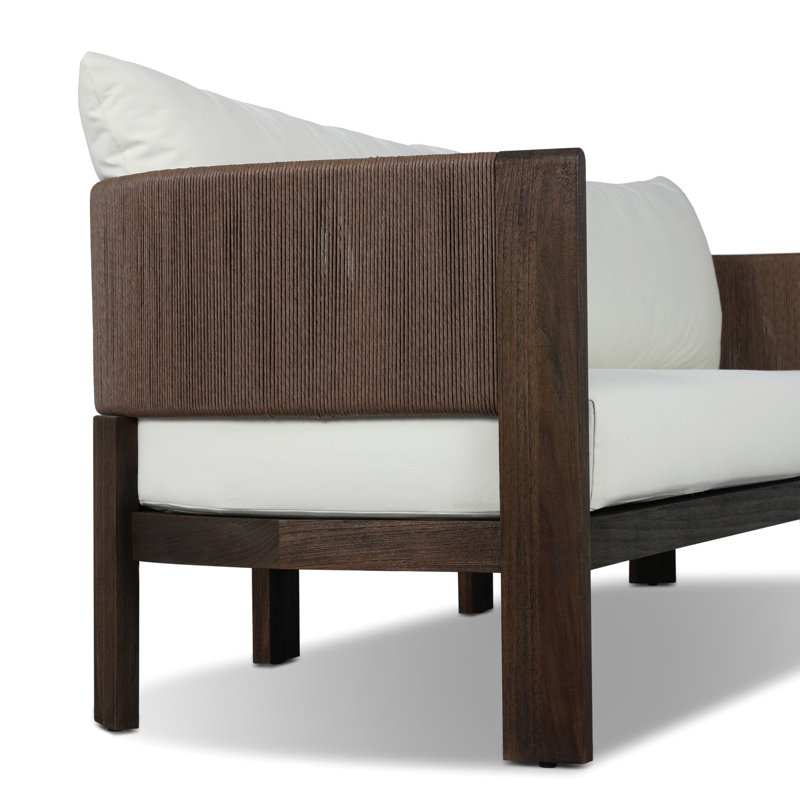 Delancy Outdoor 4 - Seat Patio Sofa, Arashi Salt, Stained Saddle Brown