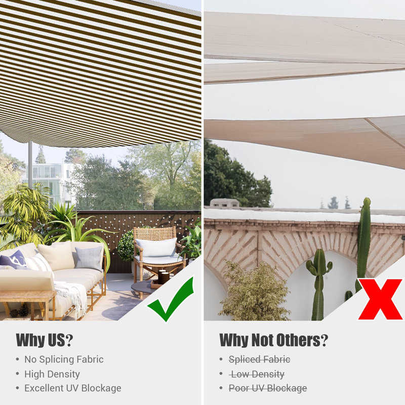 Coffee and White HDPE Triangle Sun Shade Sail for Patio