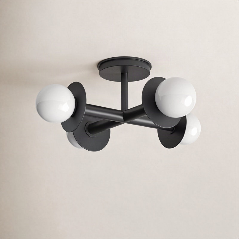 Nodes 4 - Light Semi Flush Mount, Midnight Black