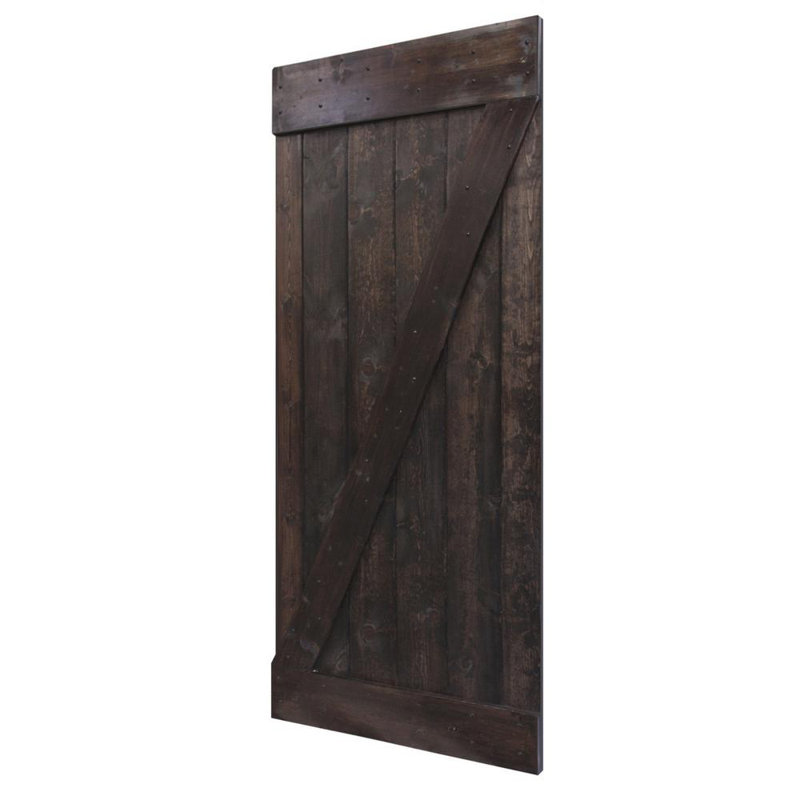 Panelled Wood Barn Door without Installation Hardware Kit, Dark Coffee, 38" x 84"