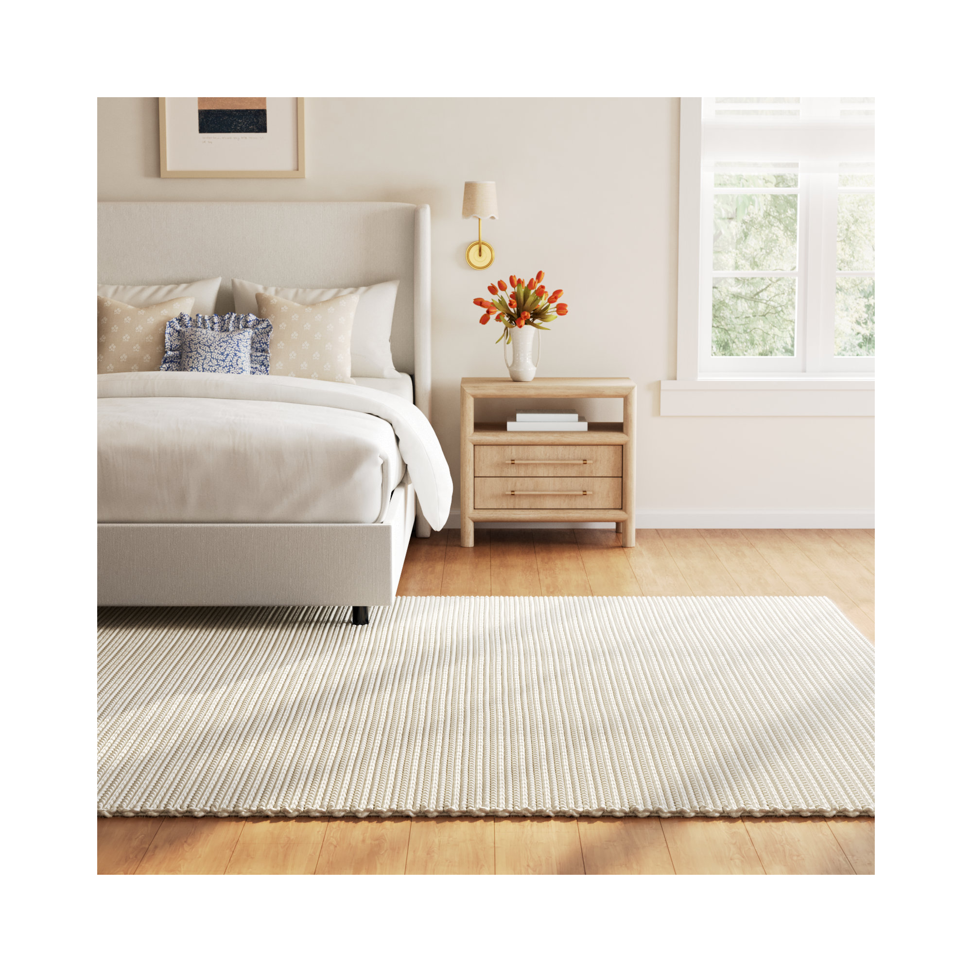Rosemead Handmade Ivory Rug, Rectangle 9' x 12'