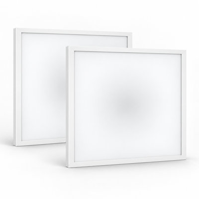E2 Lighting 2x2 LED Backlit Flat Panel Light, 2 Pack, 8W Emergency Battery Backup per Panel, 15W-40W Selectable Wattage, 5 CCT, White