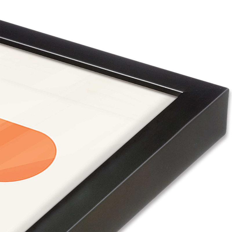 «Orange Bauhaus Minimalist», impression roulée, Reproduction encadrée sans passe-partout, Zinc patiné