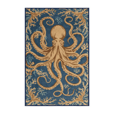 Washable Octopus Garden Coastal Area Rug