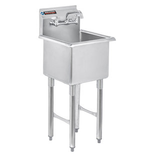 Single Bowl Commercial Sink w/ Lead Free Faucet - 15" x 15" x 13" Bowl Size - NSF Certified