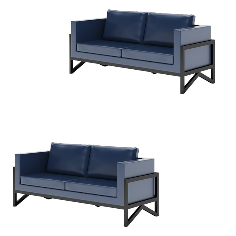 Banc rembourré en similicuir, Similicuir bleu