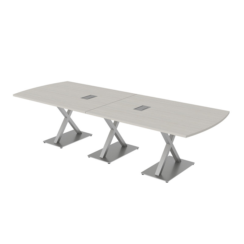 Table de conférence Pavert Arc Unité électrique, Argent, Sel Lakeland, H 30 po x l 120 po x P 48 po