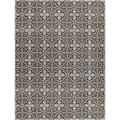 Tapis noir et crème noué à la main de haute qualité Sultanabad