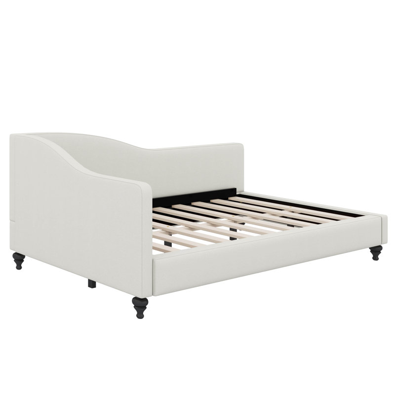 L-Shaped Linen Daybed, Beige, Full / Double