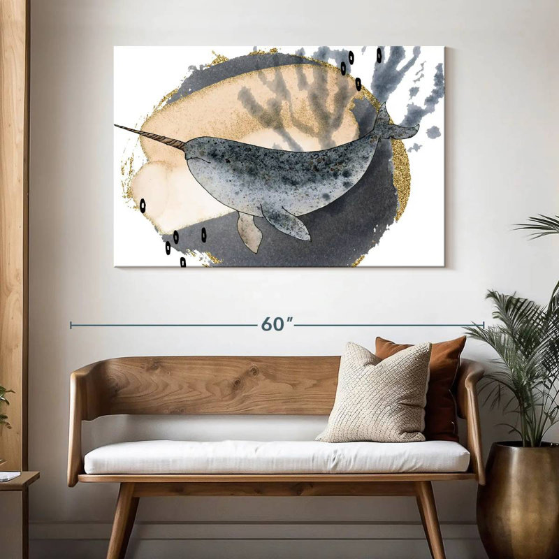 Brampt Boho Style Narwhal, 32" H x 48" W