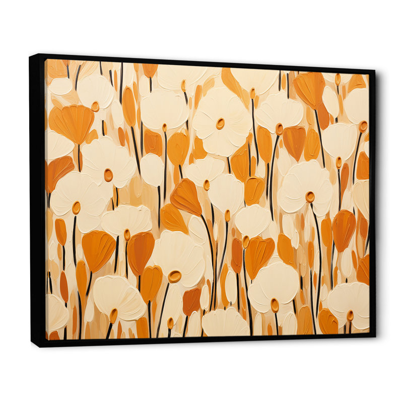 Motif de pétales de souci minimal - art mural souci, Cadre flottant noir, H 40 po x l 30 po x P 1,5 po