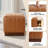 18"W Rectangle Ottoman Footstool, Brown PU Leather Upholstered Floor Chair Acacia Wood Frame Fully Assembled