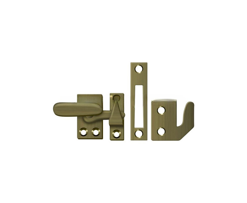 Deltana CF066U5 Window Lock, Casement Fastener, Small in Antique Brass, 1.3" H x 1.5 W x 0.5" D, Antique Brass
