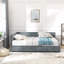 Lit double capitonné avec rangement intégré, cadre de canapé-lit avec dossier et accoudoirs confortables, lit double pour chambre ou salon, en velours-275497978