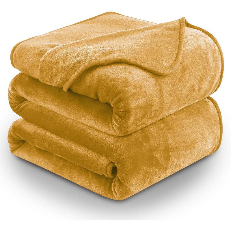 Abiram Plain Weave / Muslin Throw Blanket, Mustard, 240cm x 200cm