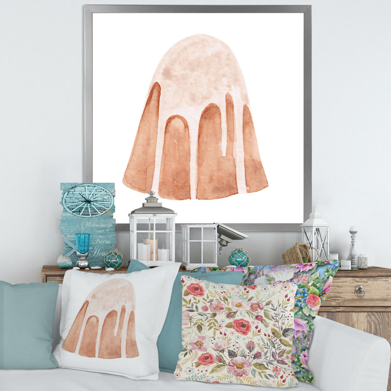 Gâteau de Pâques sur blanc - peinture sur toile, H 16 po x l 16 po x P 1 po, Cadre photo argenté
