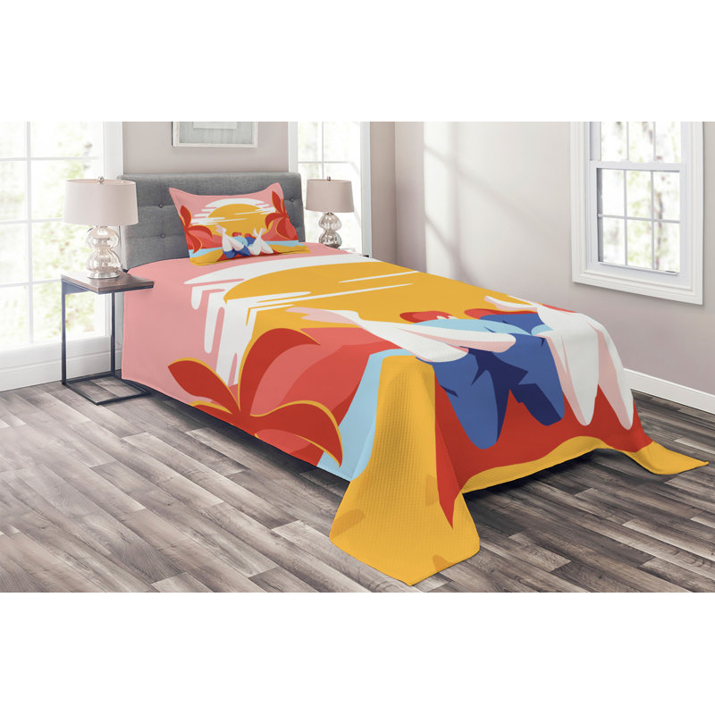 Island Coastal Coverlet, Twin Bedspread + 1 Sham