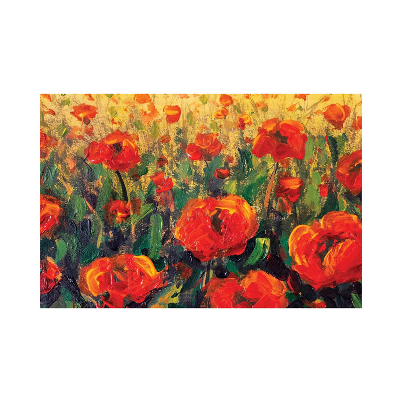 Glade of Red Poppies Flowers in Green Grass 1 Piece Wrapped Canvas Painting, 45.72cm H x 66.04cm W x 1.905cm D