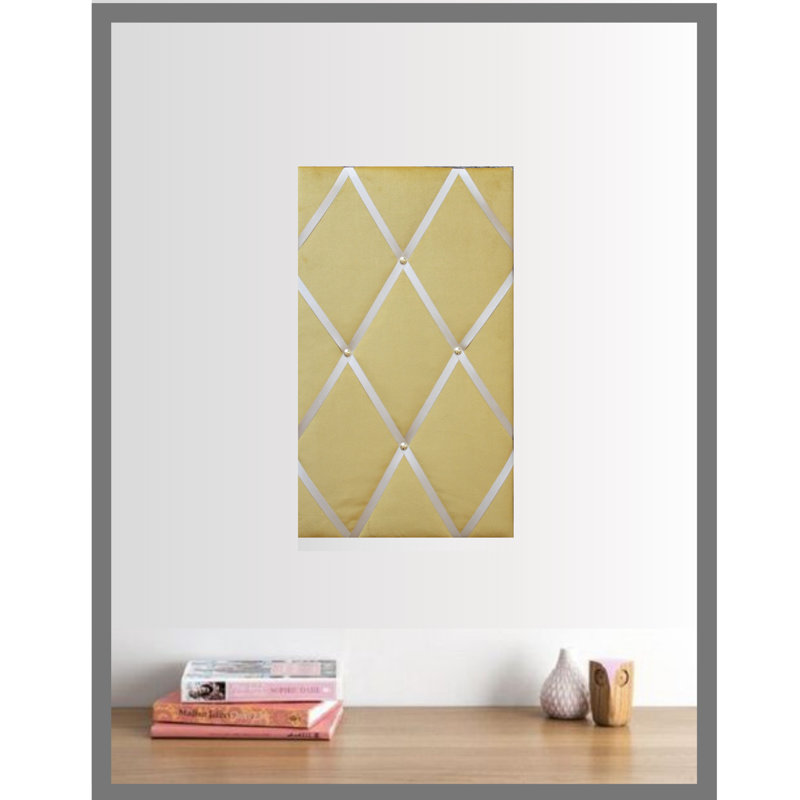 Fabric Corkboard / Bulletin Board, Gold, 28 x 48 cm