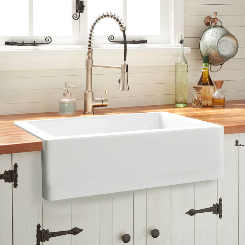 Évier de cuisine à simple cuve en argile réfractaire, H 8 po x L 37 po x l 19 po