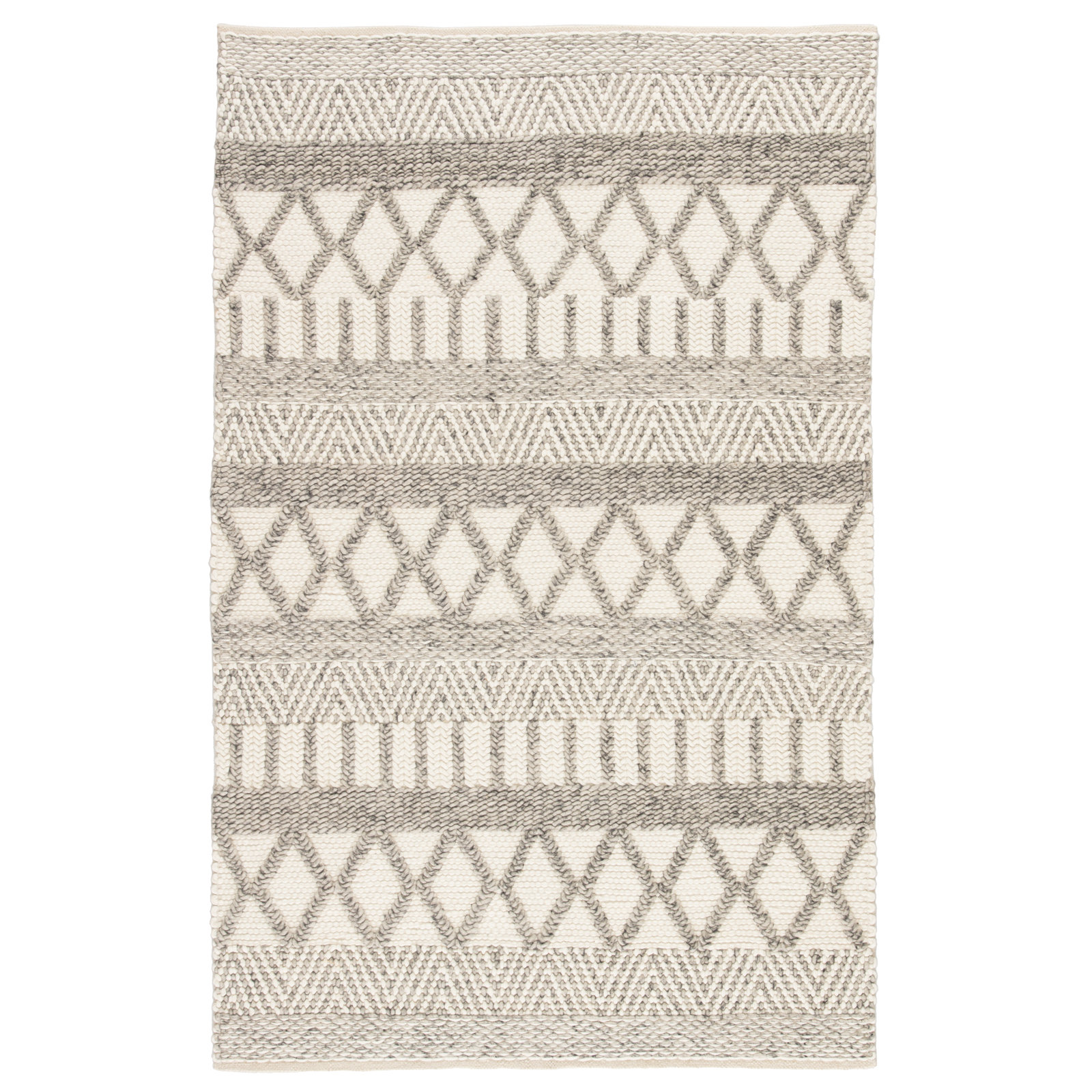 Gayle Handmade Wool Gray/Ivory Rug, Rectangle 2' x 3'