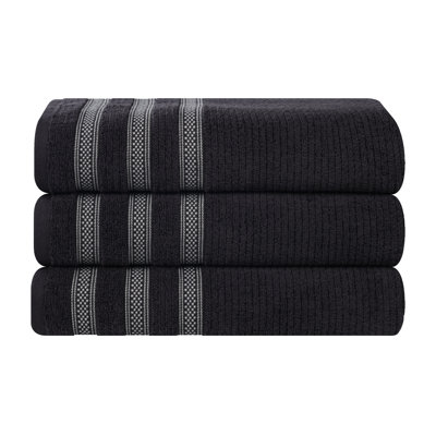 3-Piece Geometric Zero-Twist Cotton Towel Set