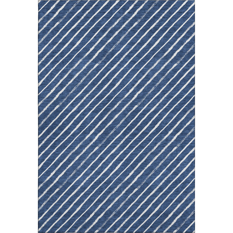Premium Machine Washable Dockside AMF1819 Striped Holiday Rug