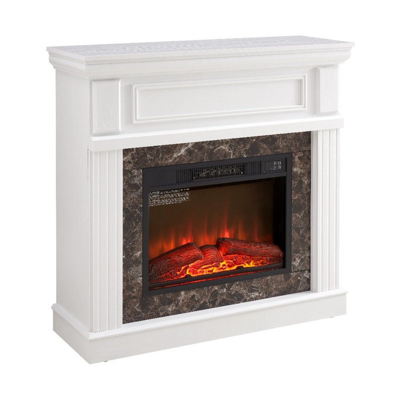41.34"W x 14"D x 40"H White Fireplace Mantel, Wall-Mounted, Not Included 23" Fireplace, White
