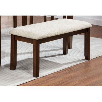 Banc de salle à manger rembourré en tissu beige Rich Wood Finish (1 pièce) | Idée de cadeau