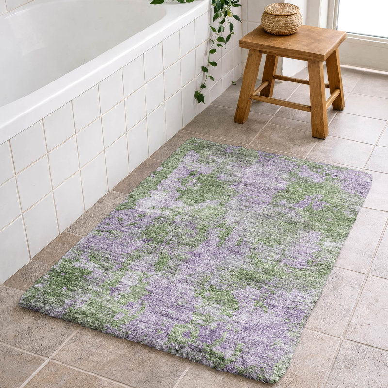Tapis à poil long de qualité supérieure lavable à la machine ADS573, Green, 2'6" x 3'10"