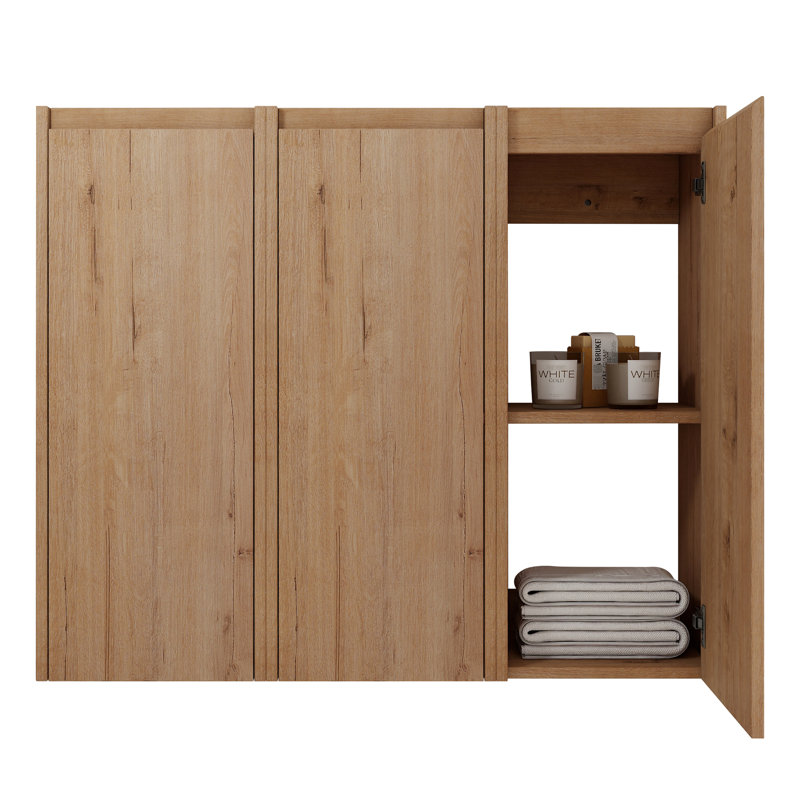 Bathroom Side Cabinet, 12", 3 Soft Close Doors, Wall Mounted, Enhances Functionality Cabinet Improves Organization