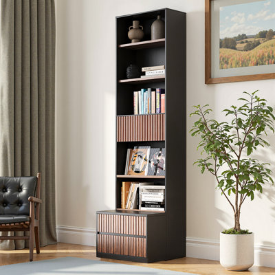 MAYEERTY Mahogany 5-Shelf Modern Wood Bookcase - 60-Inch Tall, For 9 thumbnail image