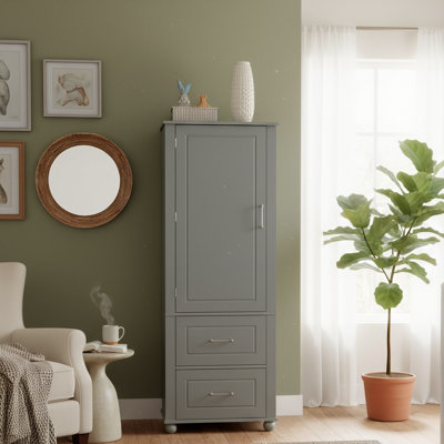 Tall Bathroom Storage Cabinet, Freestanding Storage Cabinet With Two Drawers And Adjustable Shelf