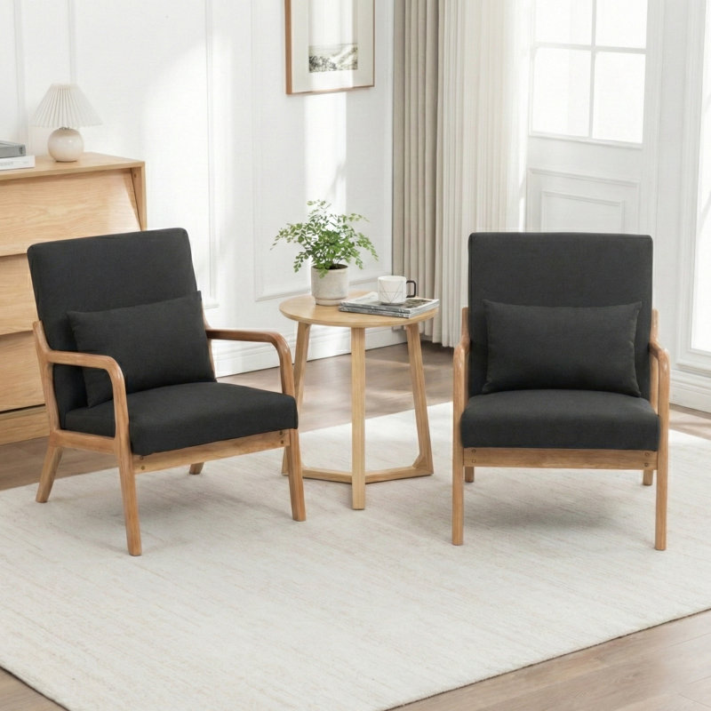 Medieval-Style Chair With Wooden Decorations, Black