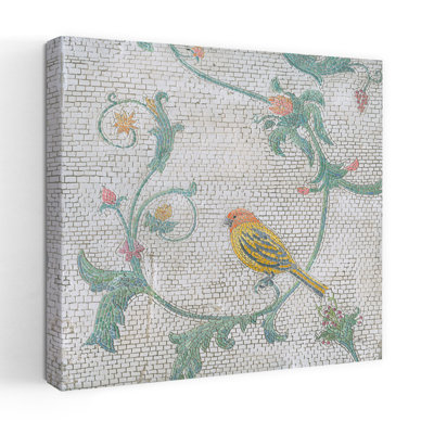 Oiseau mosaïque III, art floral rétro