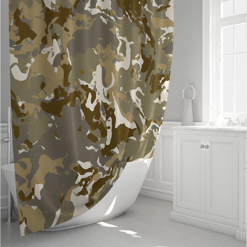 Rideau de douche Deokaran, H 83 po x l 70 po, Olive/Brown
