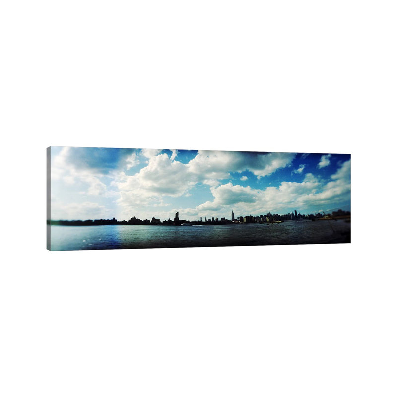 Manhattan Skyline Viewed From East River Park, East River, Williamsburg, Brooklyn, New York City, New York State, USA - Wrapped Canvas Panoramic Print