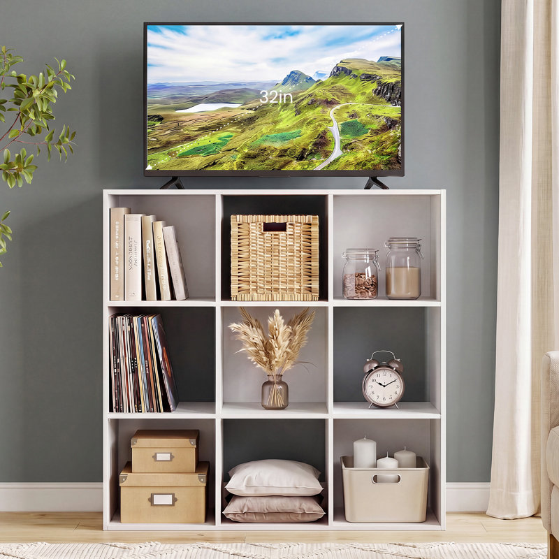 Bibliothèque à 9 cubes, tablette de rangement décorative, Noir, (9 tablettes) H 35,24 po x l 35,94 po x P 11,61 po