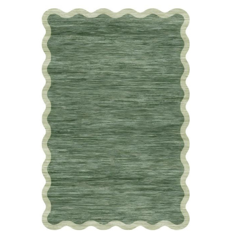 Scalloped Washable Rugs for Living Room Neutral Area Rugs Ultra-Thin Non Slip Large Bedroom Carpet Indoor Stain Resistant Contemporary Carpet for Dining Room Dorm