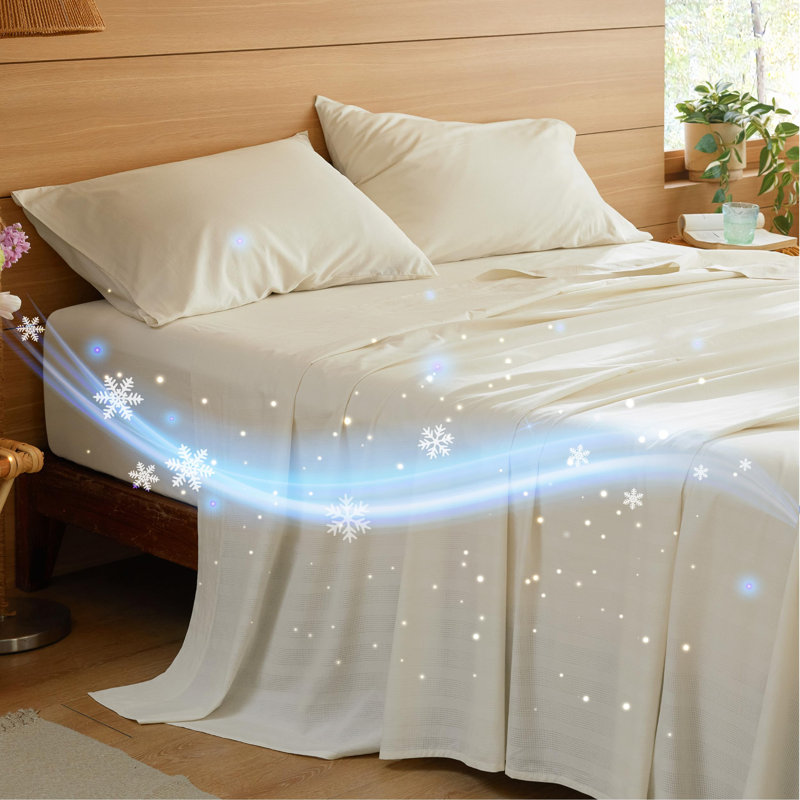 Draps en coton Lyocell avec poches profondes - Régulation de la température et respirant, Ivoire