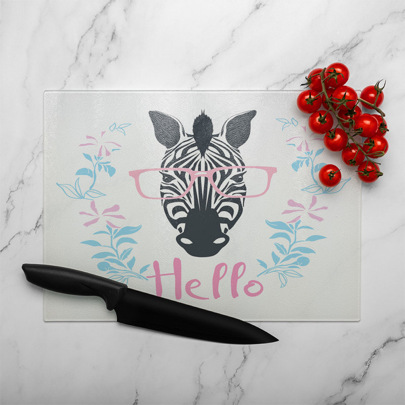 Hello Zebra Glass Chopping Board
