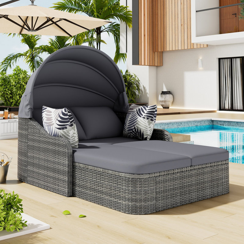 133cm Wide Curved Metal Patio Daybed