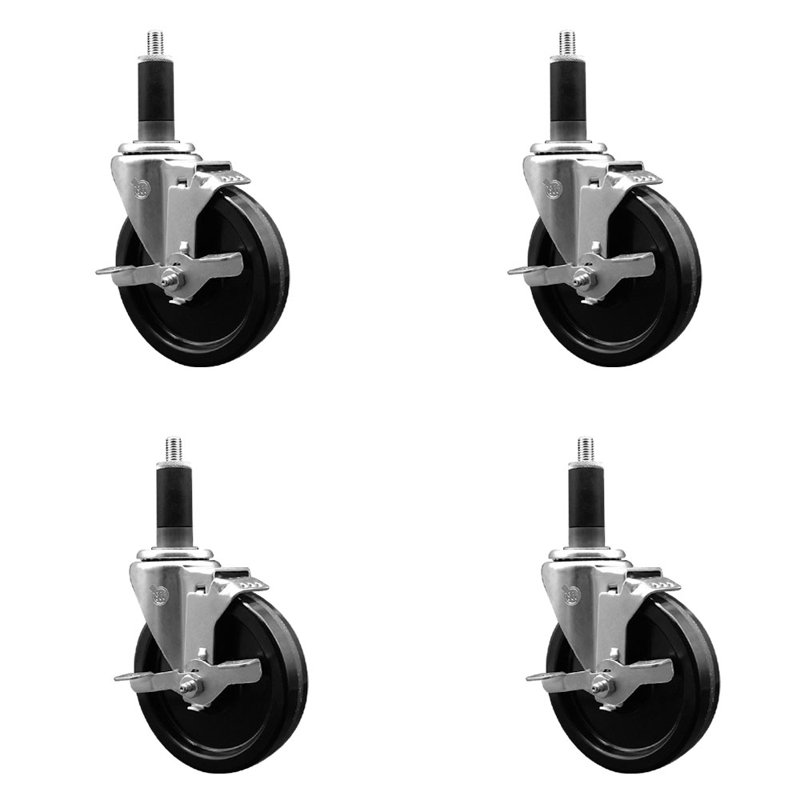 Ensemble de roulettes extensibles pivotantes 1-1 / 8 pouces avec frein Phenolique SCC