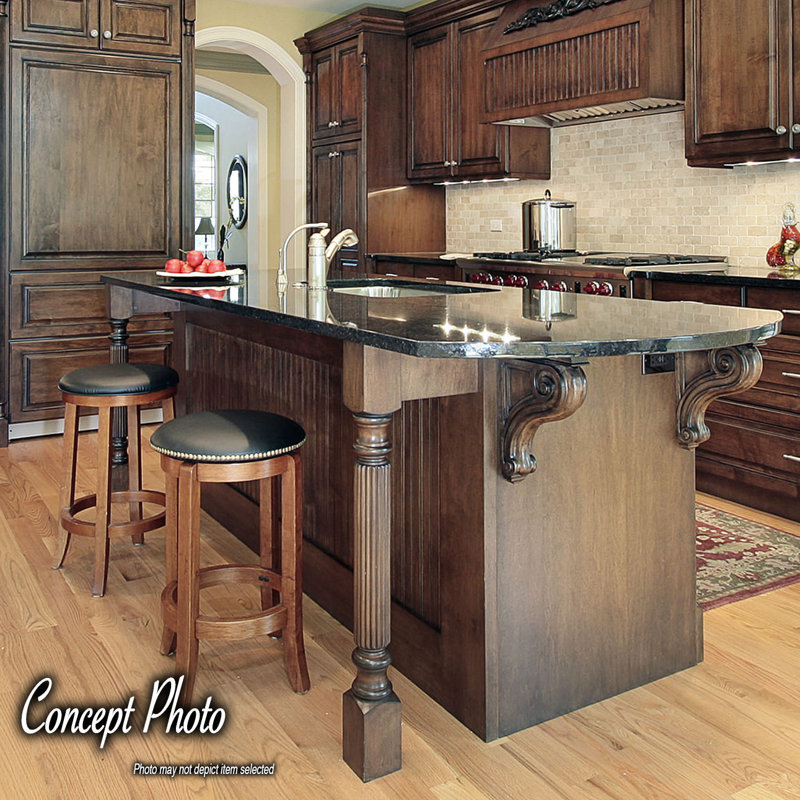 35.25" Unfinished Hard Maple Fluted Kitchen Island Leg
