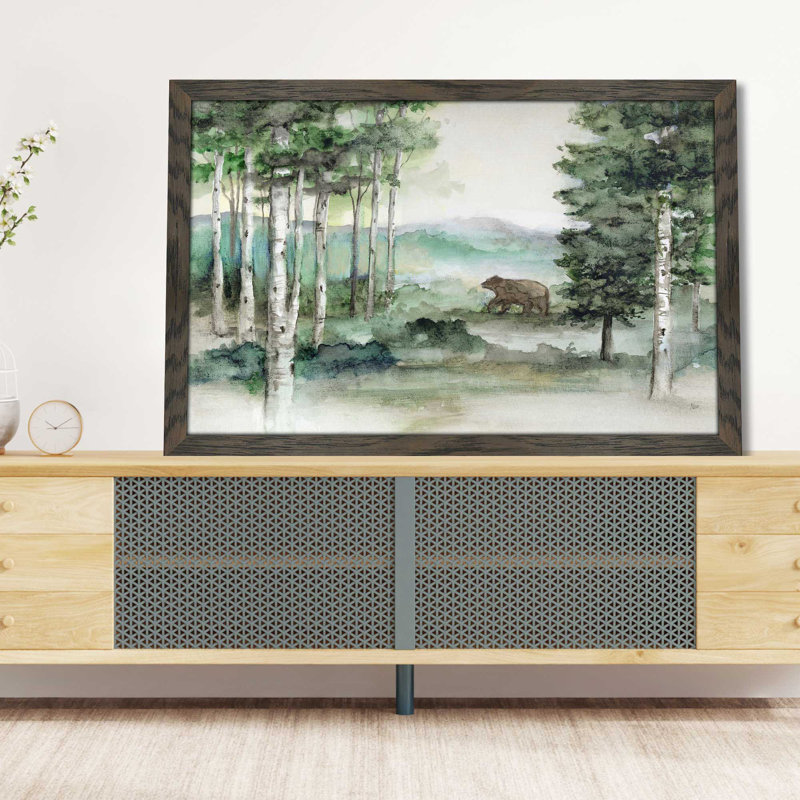 Bear Mountain par Nan - Peinture, L 39,5 po x H 27,5 po, Cadre noir