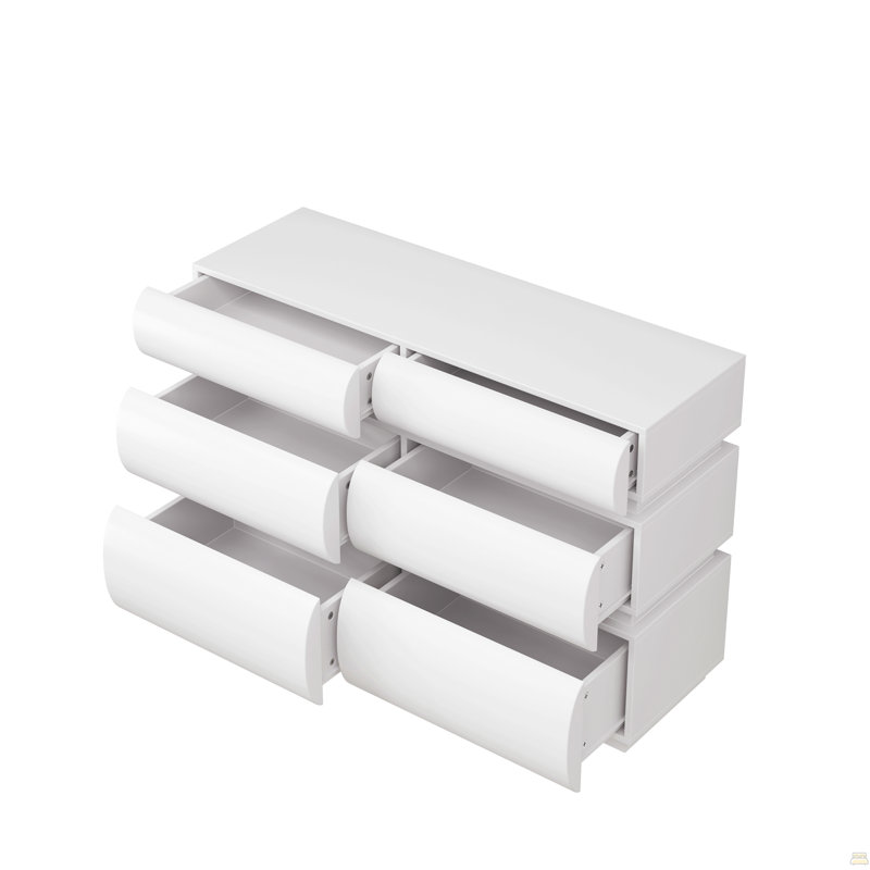 Commode 6 tiroirs, commode sans poignée, commode moderne 6 tiroirs