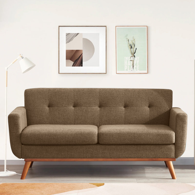 167cm 2 Seater Loveseat, Brown Lịnen