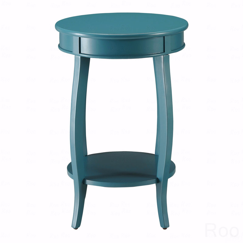 Table d'appoint ronde avec tablette inférieure, Sarcelle